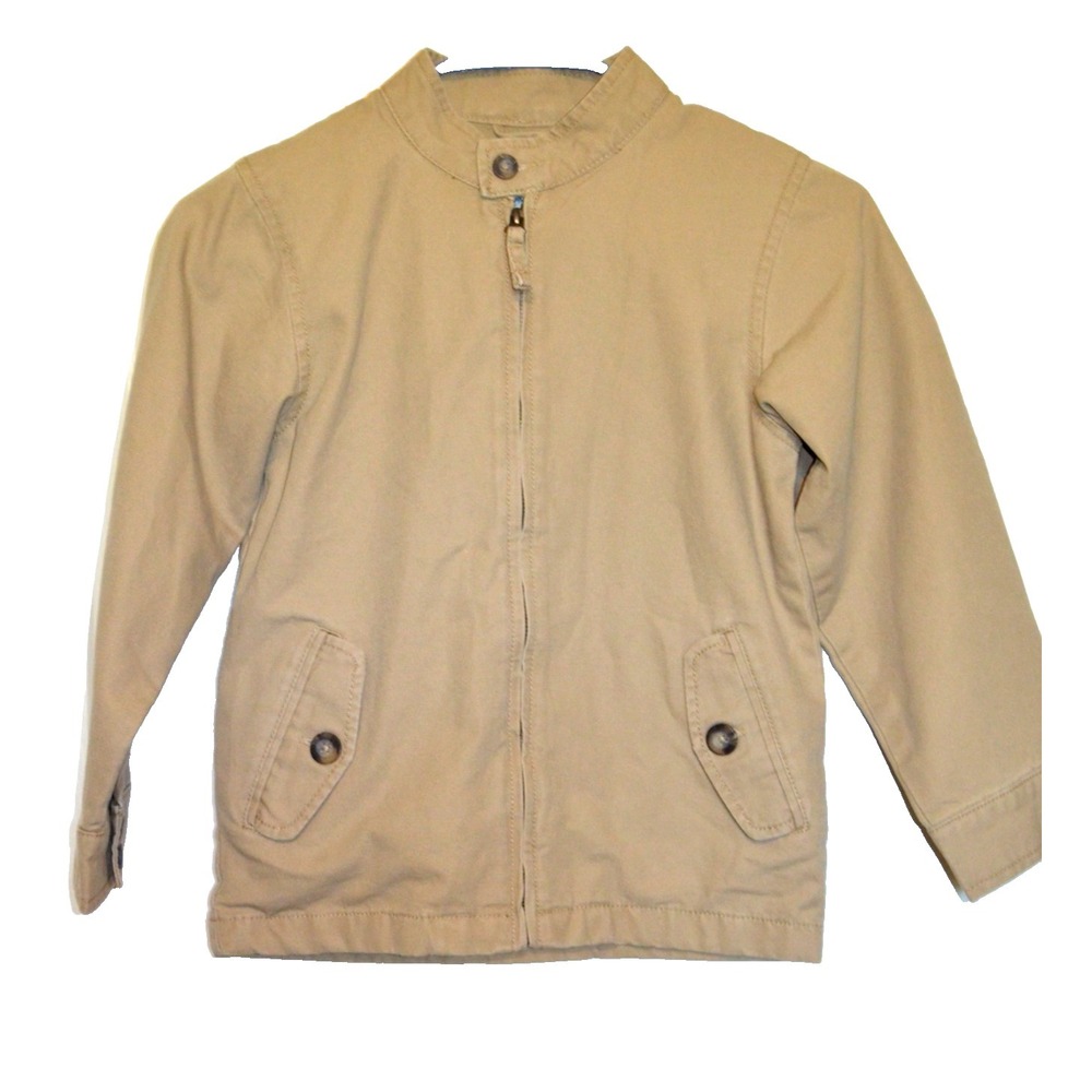 Children's Place Beige Canvas Bomber Jacket Size Small 5/6 Full Zip Nwt's